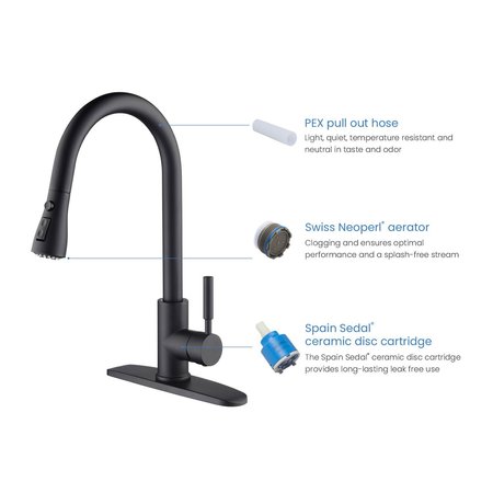 Kibi Single Handle Pull Down Kitchen Faucet F102MB